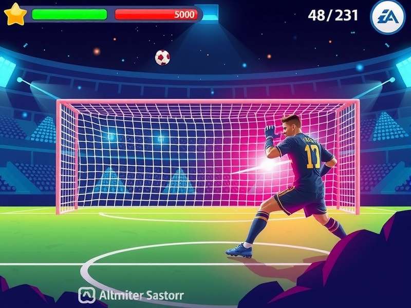 Penalty Shooters Level Devid gameplay screenshot showing intense shooter-goalie duel