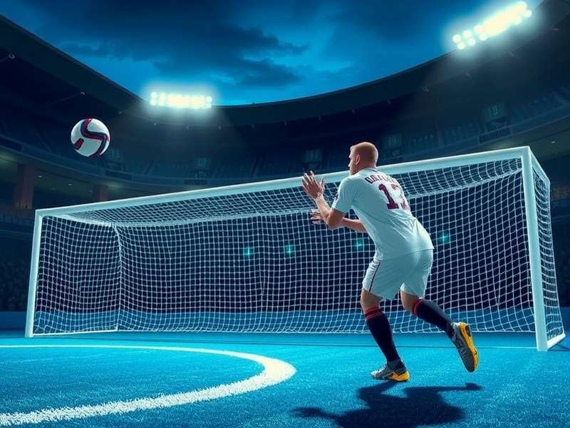 Two players competing in a penalty shootout game on mobile devices