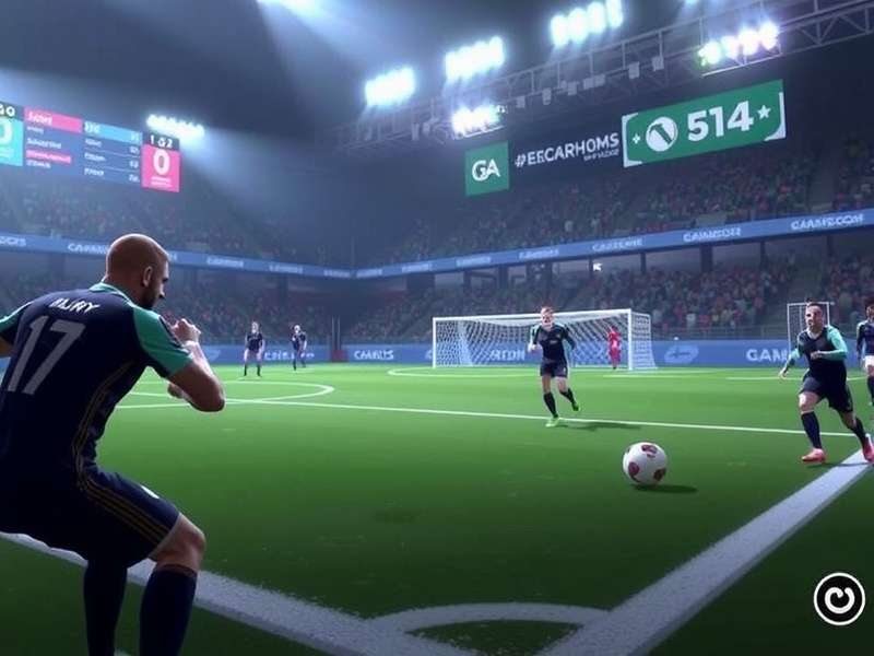 Penalty Shooters 2 gameplay screenshot showing a striker shooting a penalty