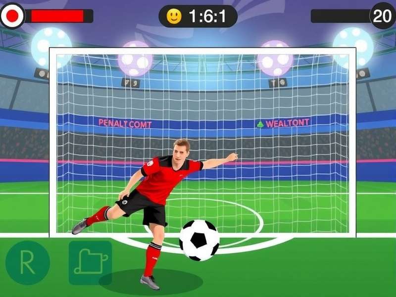 Screenshot of Penalty Shooters gameplay on 1001 Games showing shooter and goalkeeper