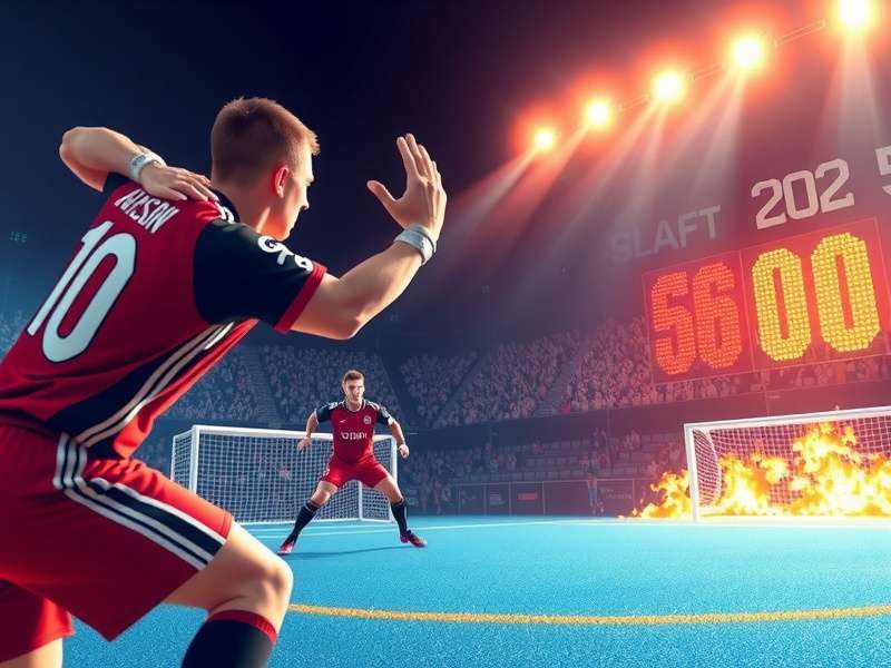 Penalty Shooters io gameplay screenshot showing a goalkeeper diving to save a penalty