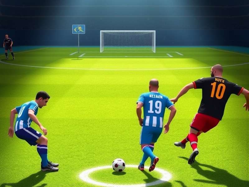 Penalty Shooters 2 intense penalty kick moment showing striker and goalkeeper