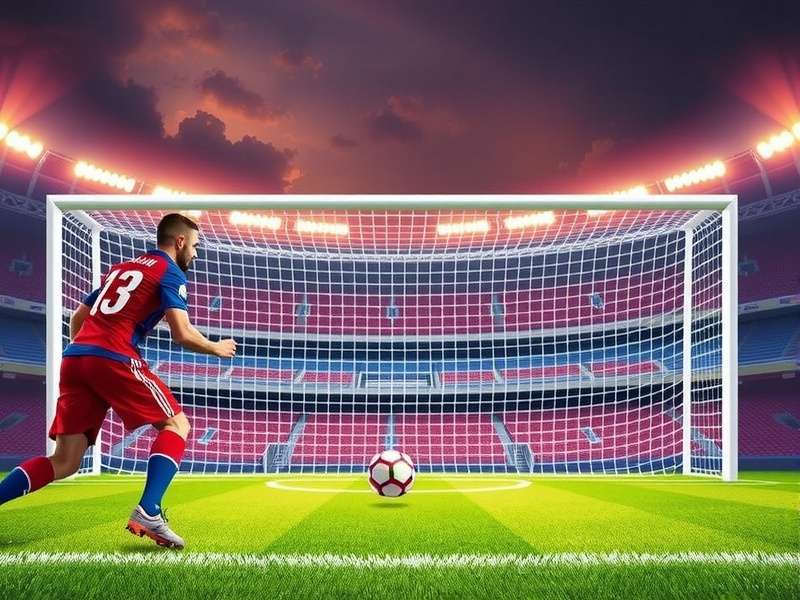 Penalty Shooters gameplay on Poki platform showing goalkeeper dive