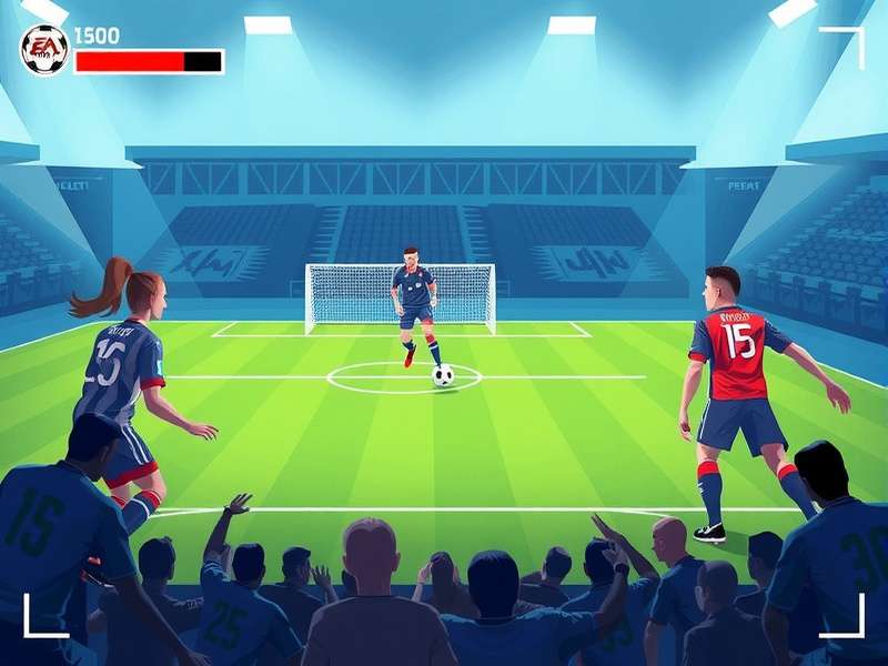 Screenshot of Friv Penalty Shootout gameplay showing striker aiming at goal