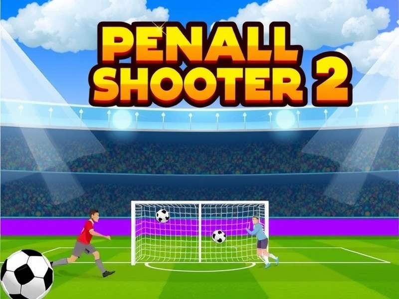Crazy Games Football Penalty Shooters 2 gameplay screenshot showing a striker taking a penalty