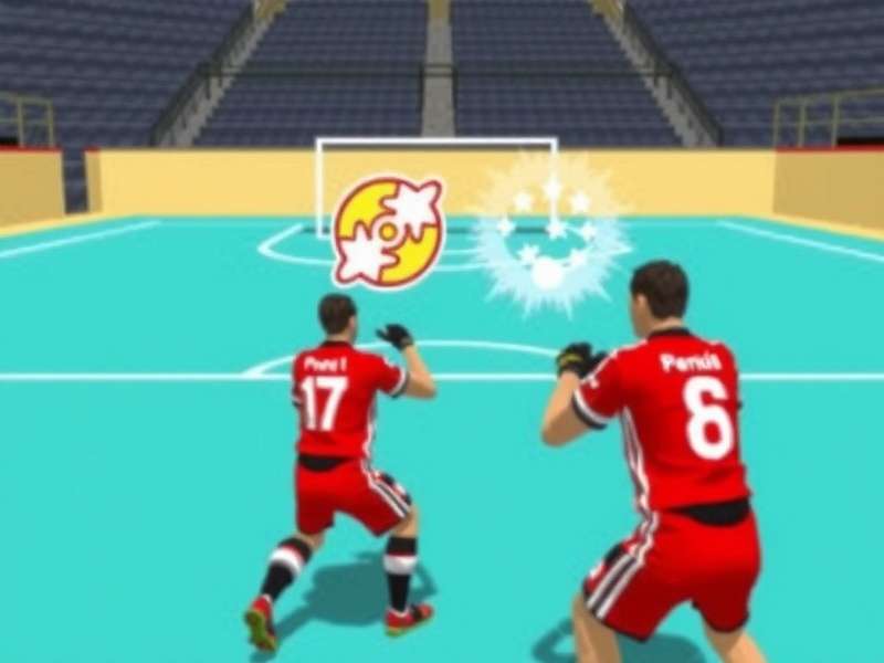 Gameplay screenshot of Penalty Shooters online showing a goalkeeper diving to save a penalty