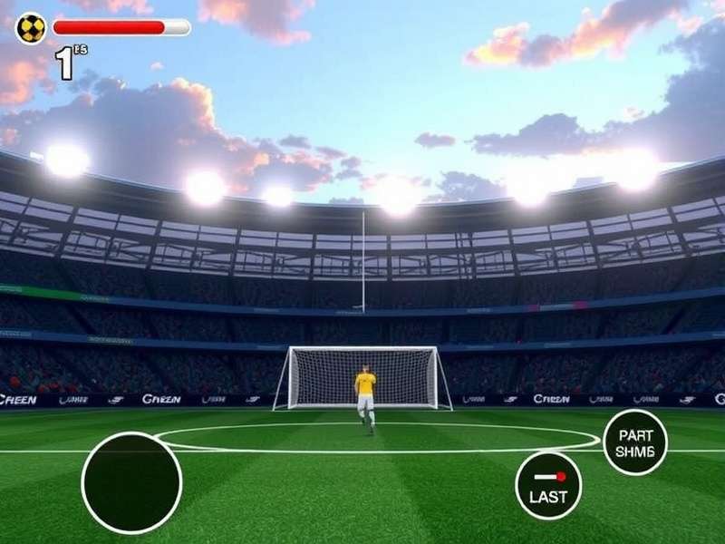 Penalty Shooter Unblocked gameplay screenshot showing a striker aiming at goal