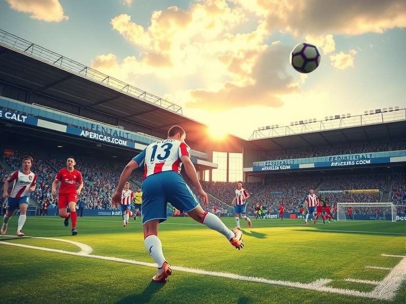 Digital illustration of a football penalty kick moment