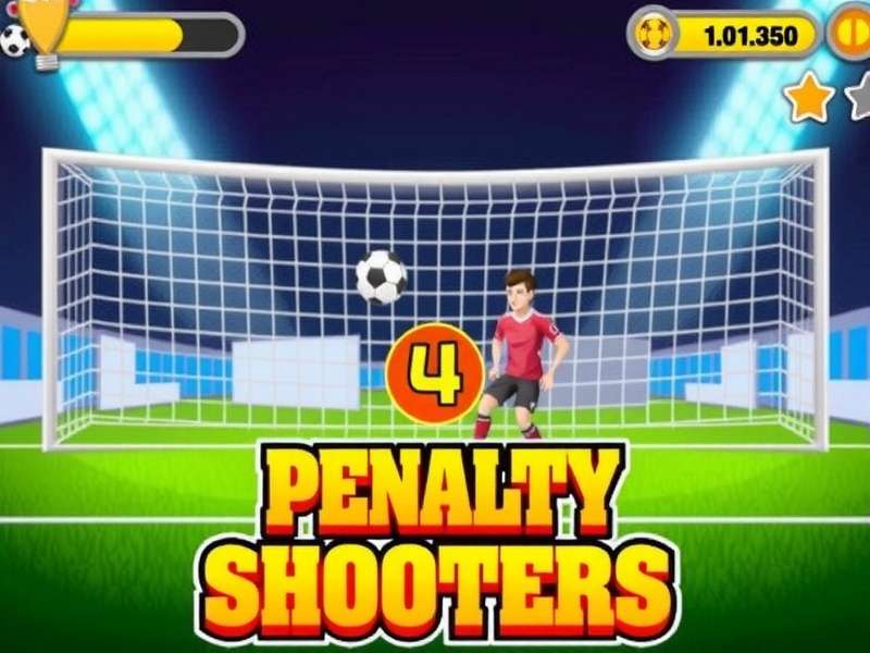 Penalty Shooters 2 Unblocked Pizza Edition gameplay screenshot showing a goalkeeper diving for a ball
