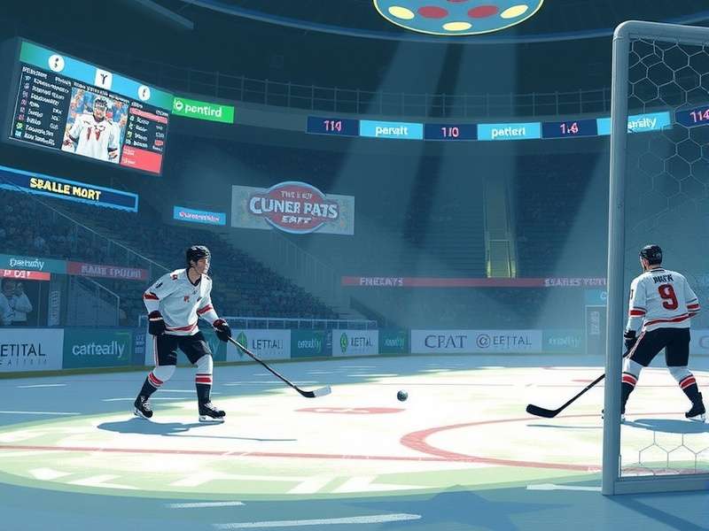 Penalty shootout scene in a football stadium