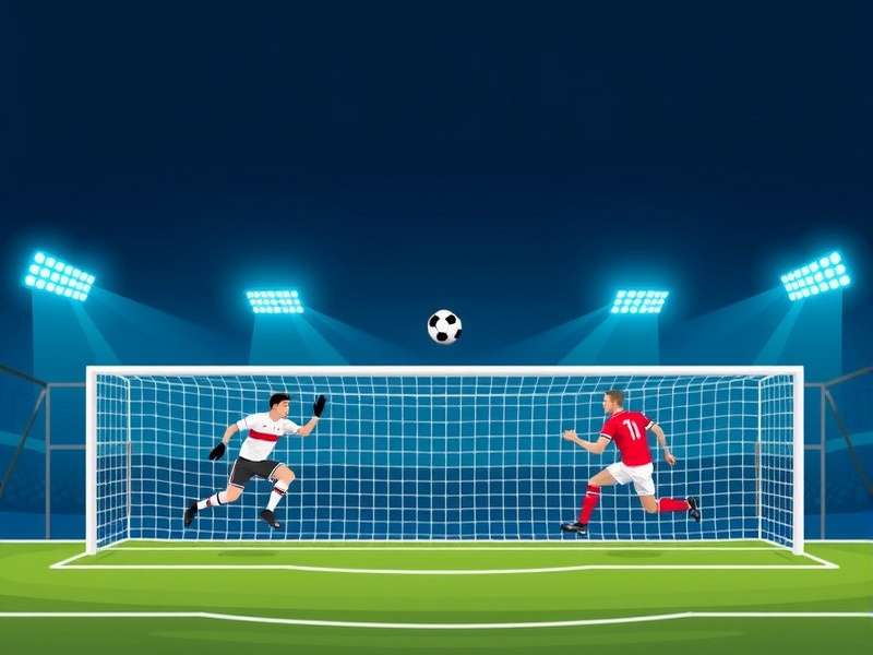 Penalty Shooters Gameplay Screenshot - Goalkeeper diving to save a penalty kick