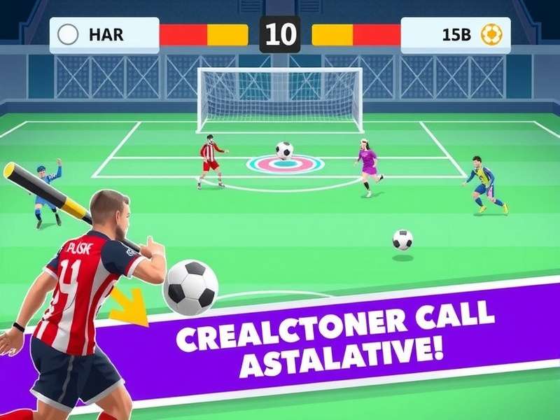 Screenshot of Poki Penalty Shooters 2 game showing a player taking a penalty kick