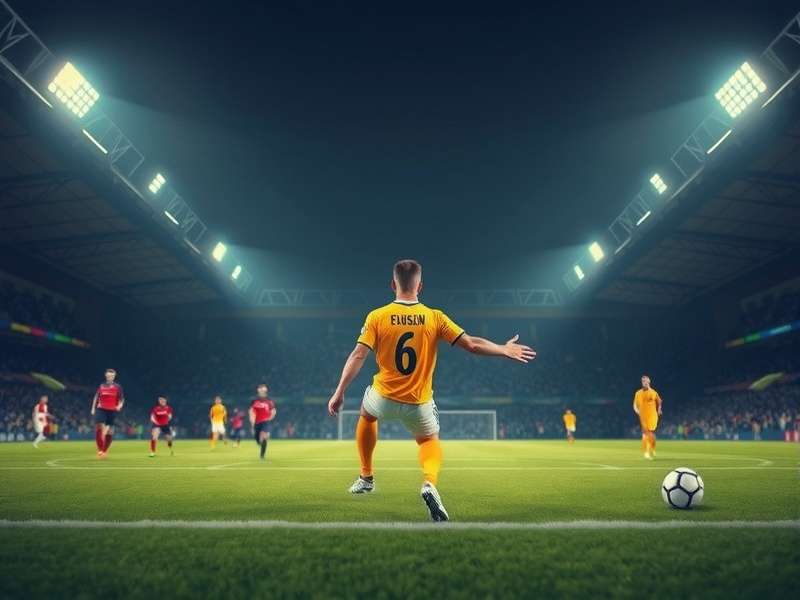 Dramatic moment of a footballer taking a penalty kick in a stadium