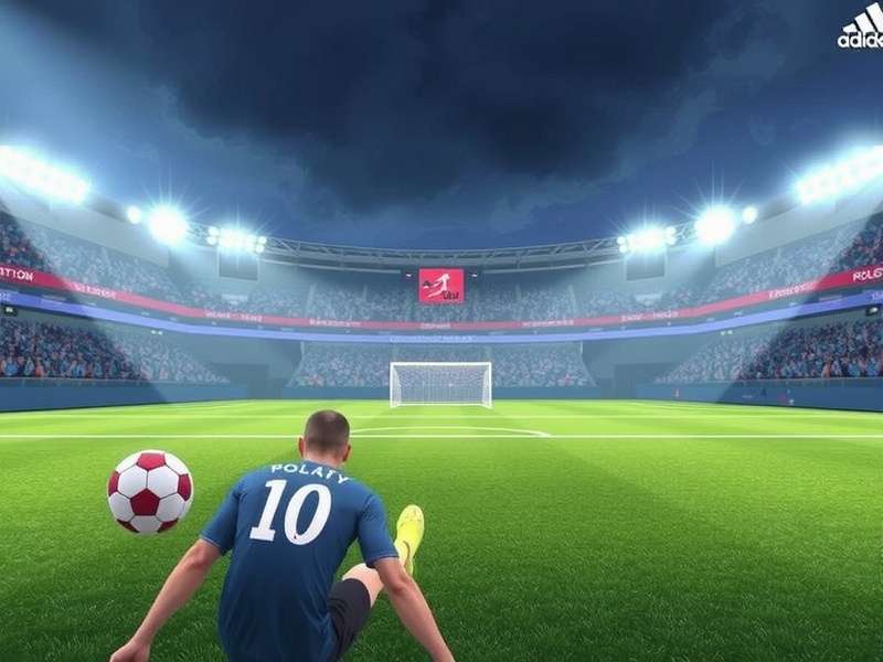 Football penalty kick moment - goalkeeper diving to save