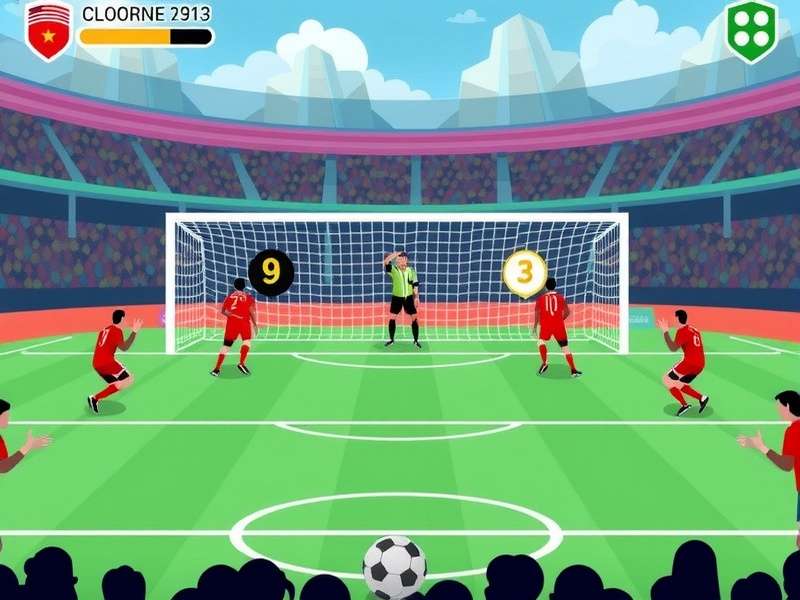 Intense penalty shootout moment in Penalty Shooters Unblocked 2 gameplay