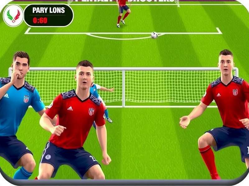 Two players competing in a tense penalty shootout on a laptop screen