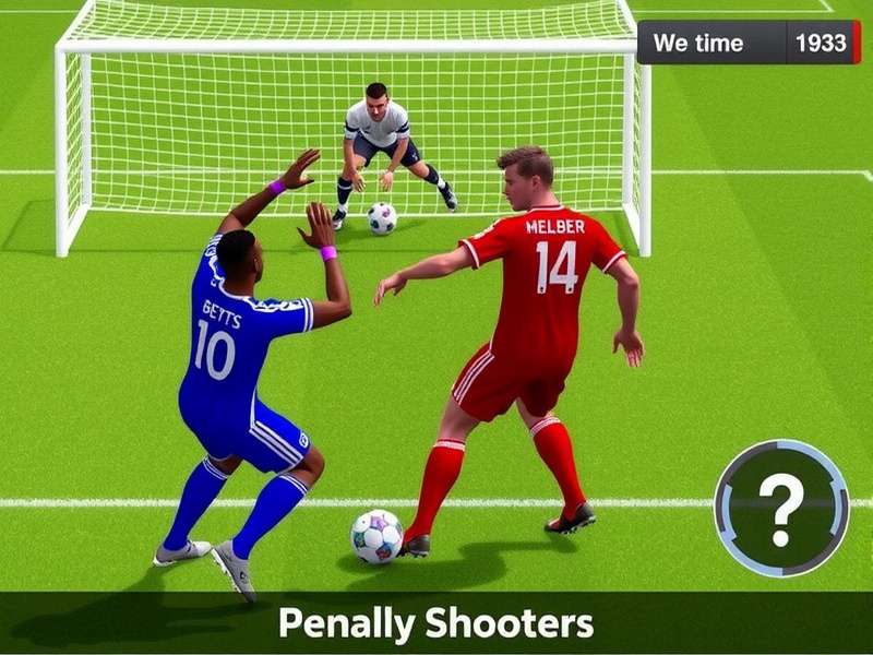 Penalty Shooters 3 Online gameplay action shot with player taking a penalty kick against a goalkeeper