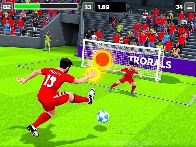 Penalty Shooters 2 Online Game – action penalty kick moment with goalkeeper and striker