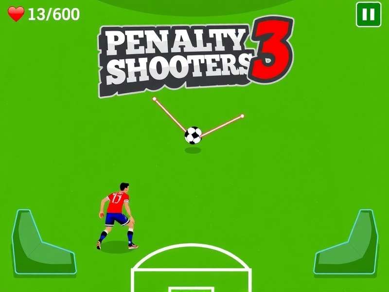 Penalty Shooters 3 Football Unblocked game action scene with player taking a penalty kick