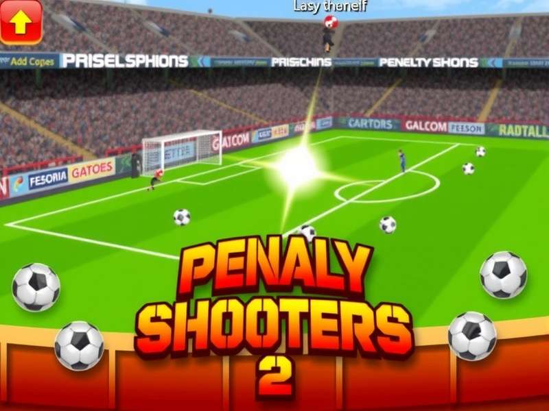 Penalty Shooters 2 gameplay action shot showing a player taking a penalty kick in a packed stadium