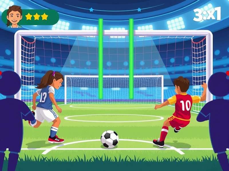 Poki Penalty Shooters X gameplay on mobile and desktop showing intense penalty kick action