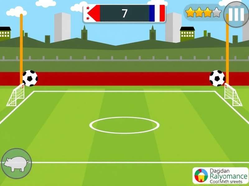Penalty Shooters Cool Math Game action shot with football and goal
